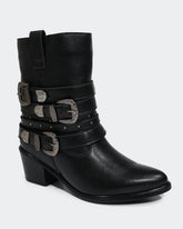 Bota Western Mix Fivelas Cano Médio Preta Villa Griffe