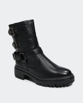 Coturno Mix Fivelas Cano Baixo Preto Villa Griffe