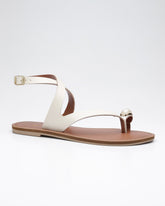 Rasteira Enfeite Pedra Off White Villa Griffe