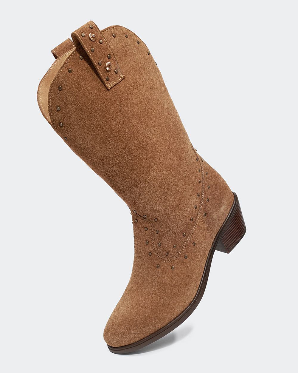 Bota Western Hotfix Cano Médio Camurça Amêndoa Villa Griffe