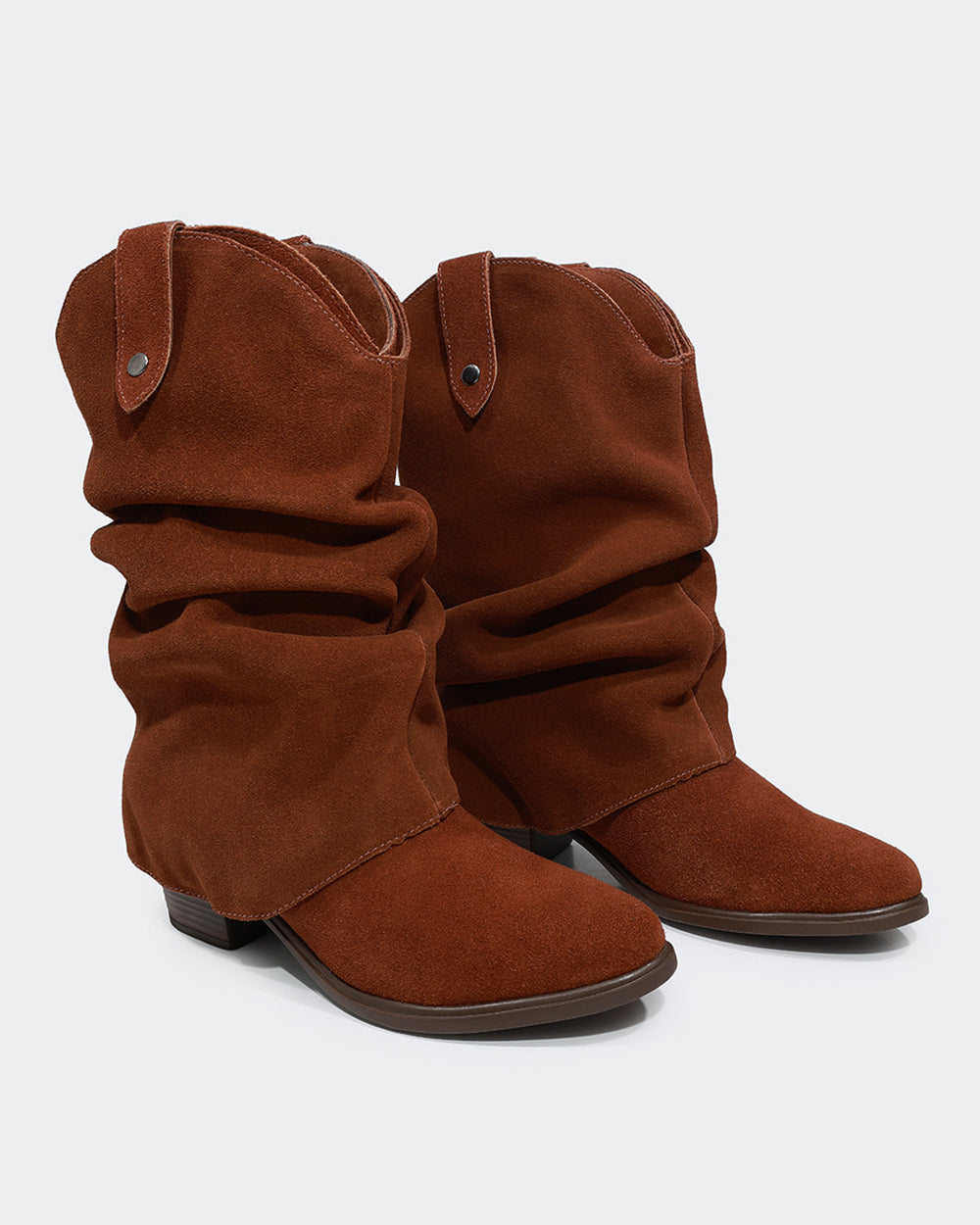 Bota Western Polaina Slouchy Cano Médio Camurça Marrom Villa Griffe