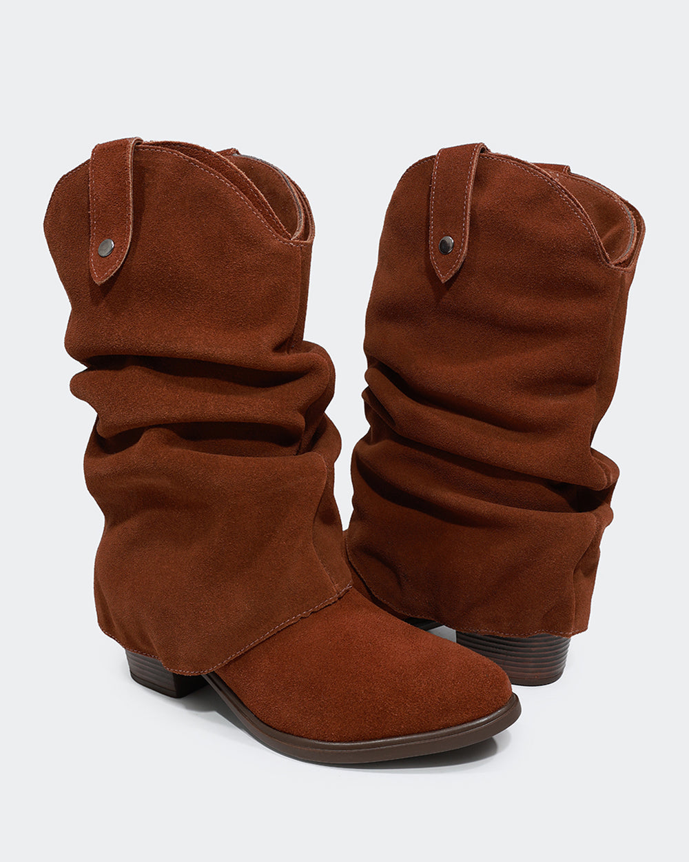 Bota Western Polaina Slouchy Cano Médio Camurça Marrom Villa Griffe