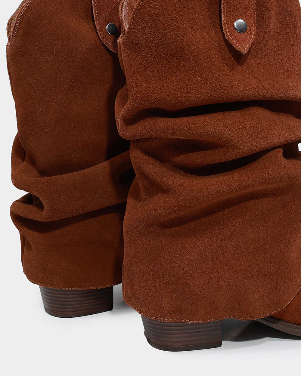 Bota Western Polaina Slouchy Cano Médio Camurça Marrom Villa Griffe
