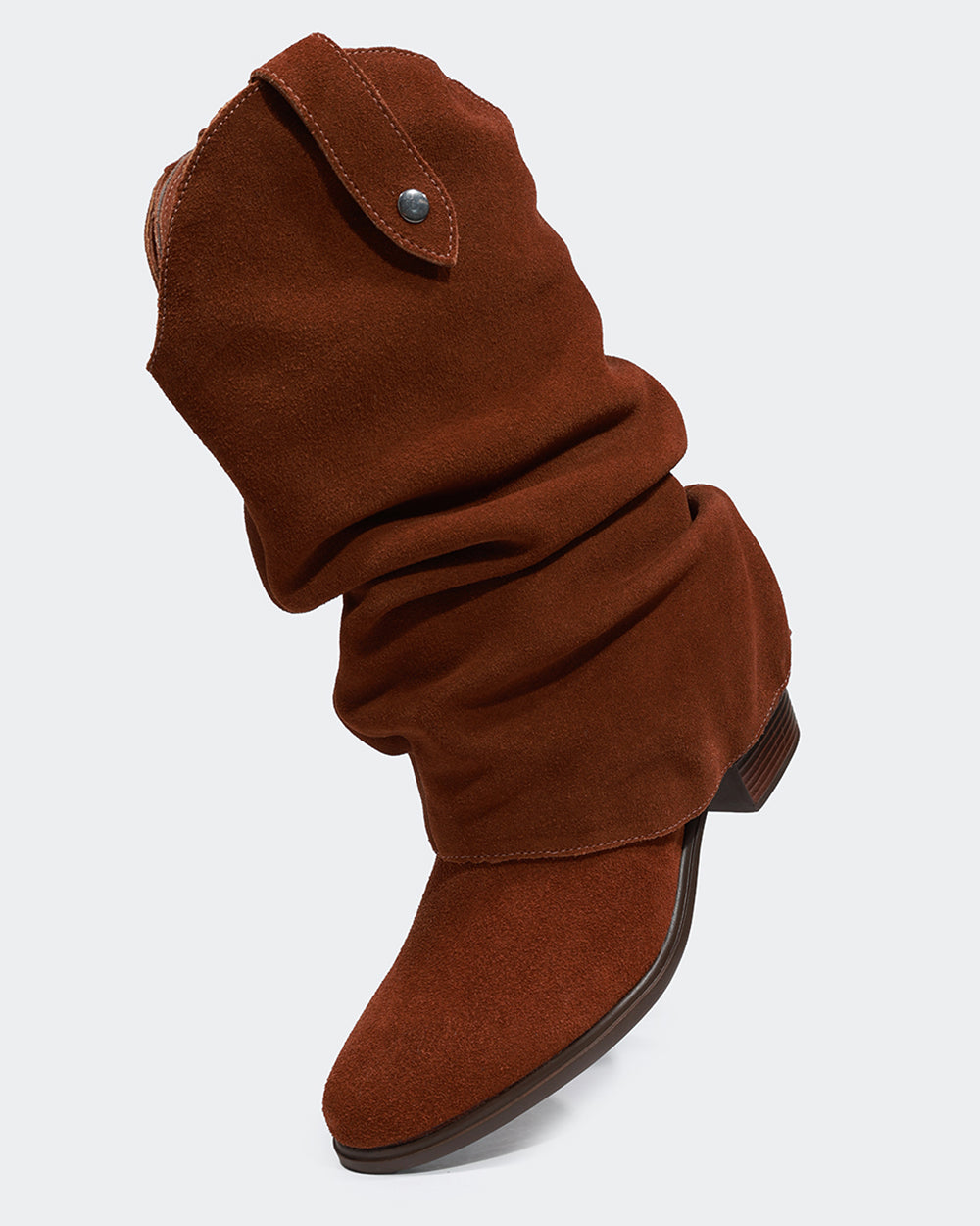 Bota Western Polaina Slouchy Cano Médio Camurça Marrom Villa Griffe