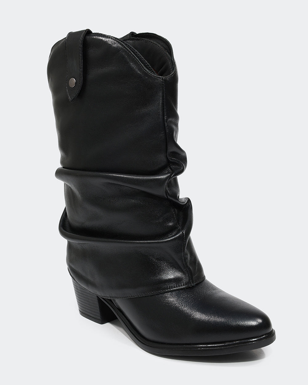 Bota Western Polaina Slouchy Cano Médio Preta Villa Griffe