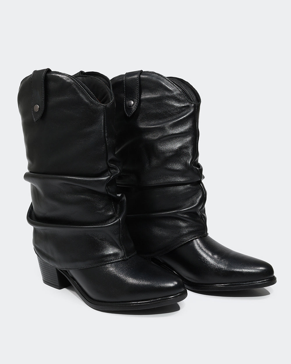 Bota Western Polaina Slouchy Cano Médio Preta Villa Griffe