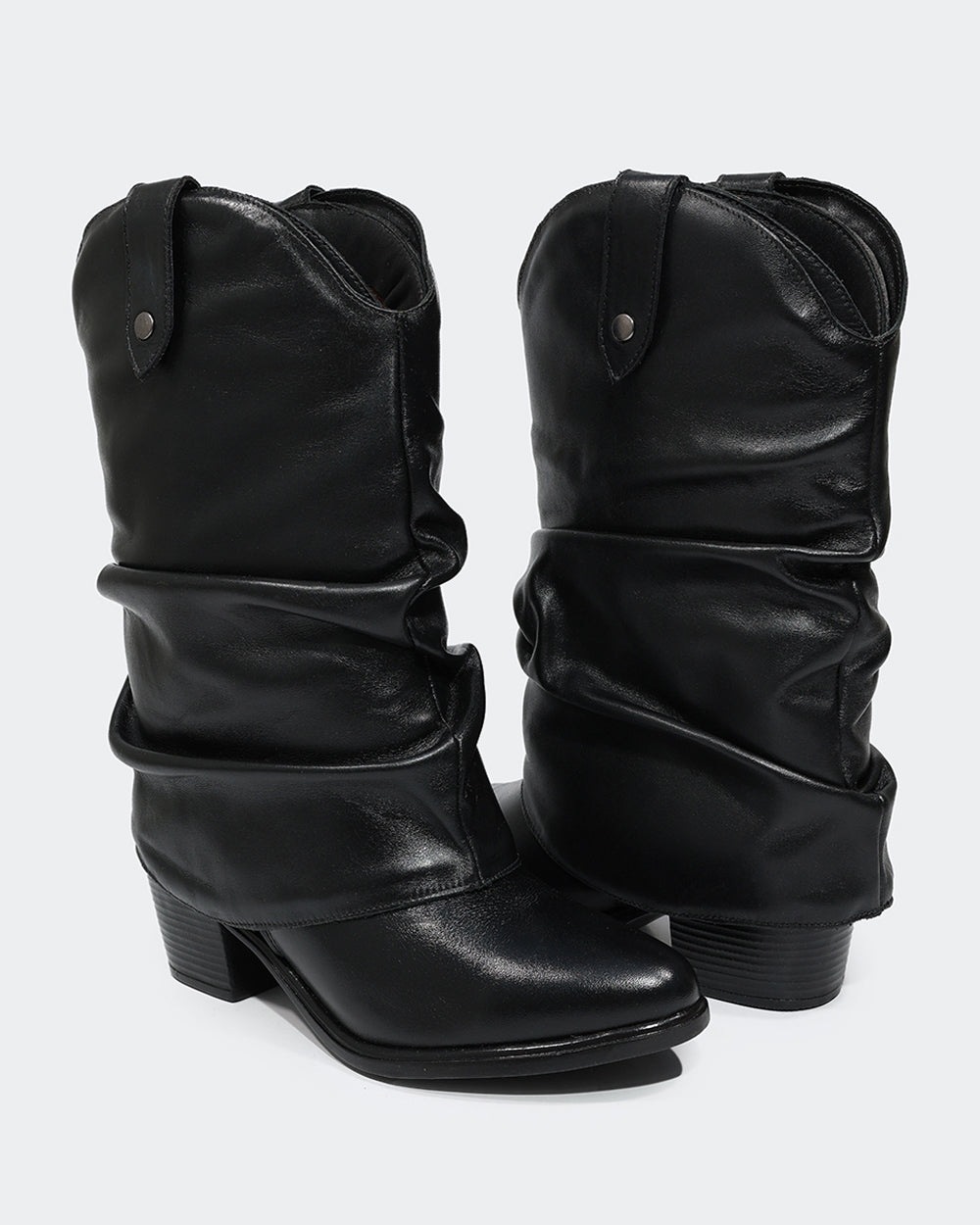 Bota Western Polaina Slouchy Cano Médio Preta Villa Griffe