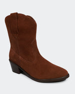 Bota Western Basic Cano Curto Camurça Marrom Villa Griffe