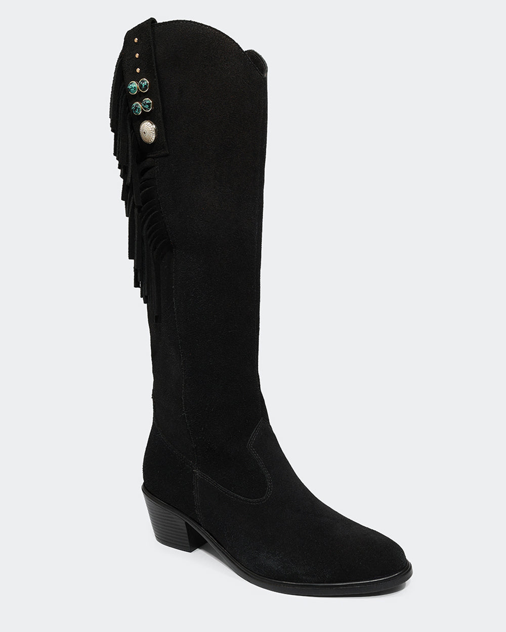 Bota Western Franjas Cano Longo Camurça Preta Villa Griffe