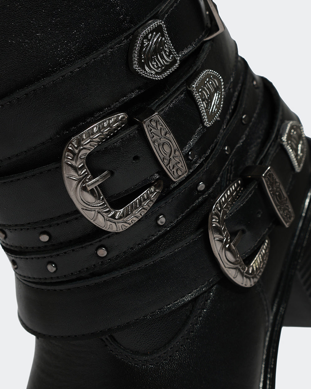 Bota Western Mix Fivelas Cano Médio Preta Villa Griffe
