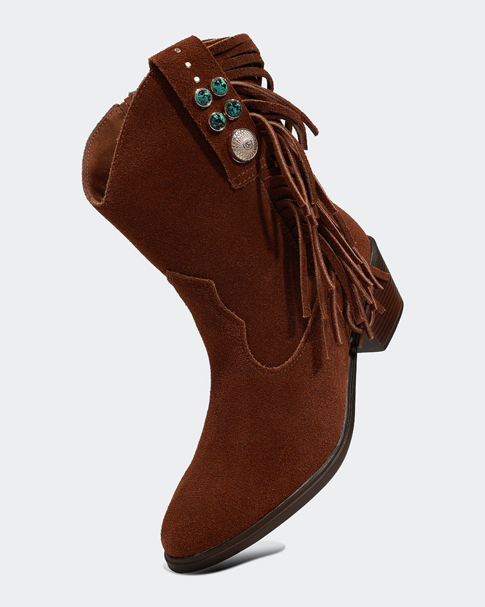 Bota Western Franjas Cano Curto Camurça Marrom Villa Griffe