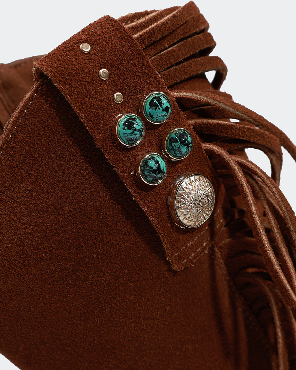 Bota Western Franjas Cano Curto Camurça Marrom Villa Griffe