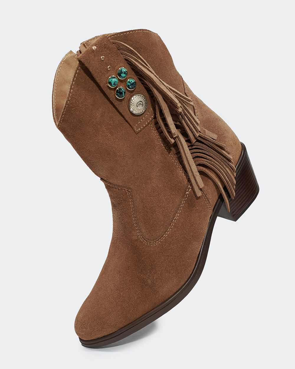 Bota Western Franjas Cano Curto Camurça Amêndoa Villa Griffe