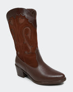 Bota Western Bordada Cano Médio Café Villa Griffe