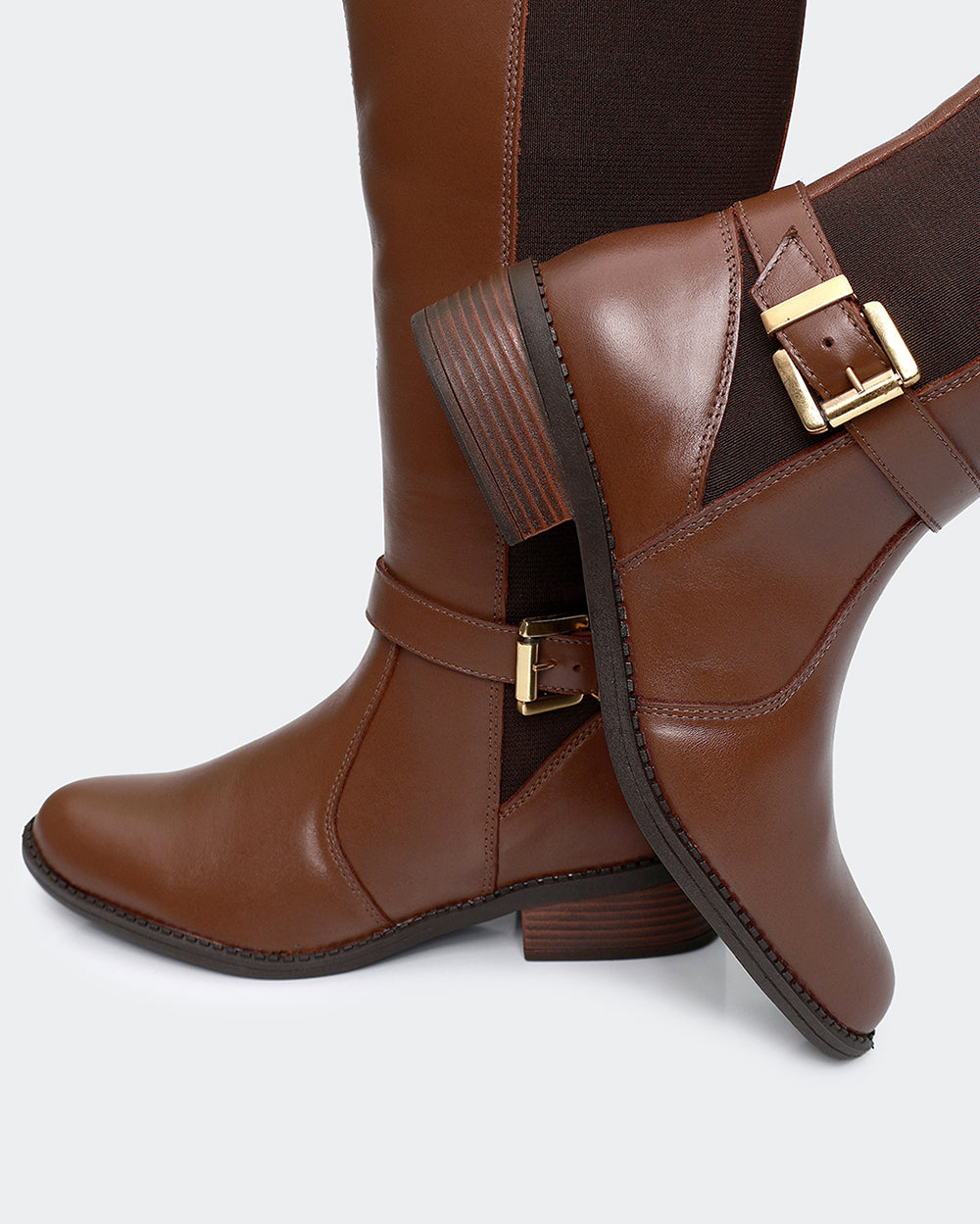 Bota Montaria Elástico Ajustável Cano Longo Marrom Villa Griffe