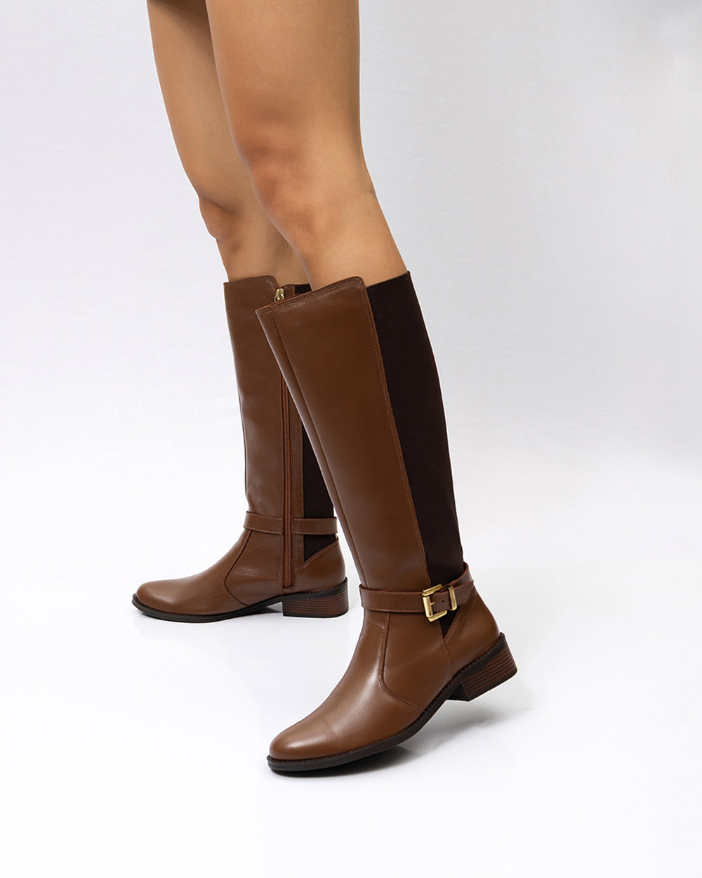 Bota Montaria Elástico Ajustável Cano Longo Marrom Villa Griffe