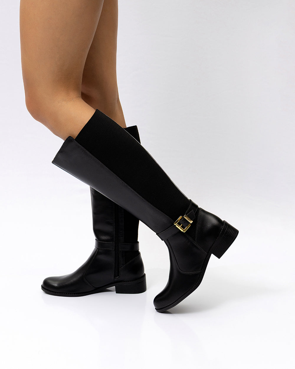 Bota Montaria Elástico Ajustável Cano Longo Preta Villa Griffe