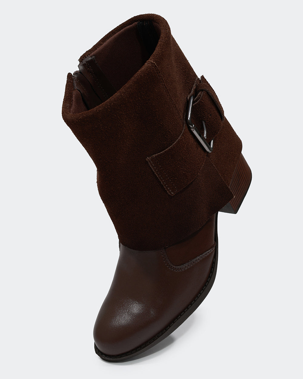Bota Maxi Fivela Cano Curto Café Villa Griffe