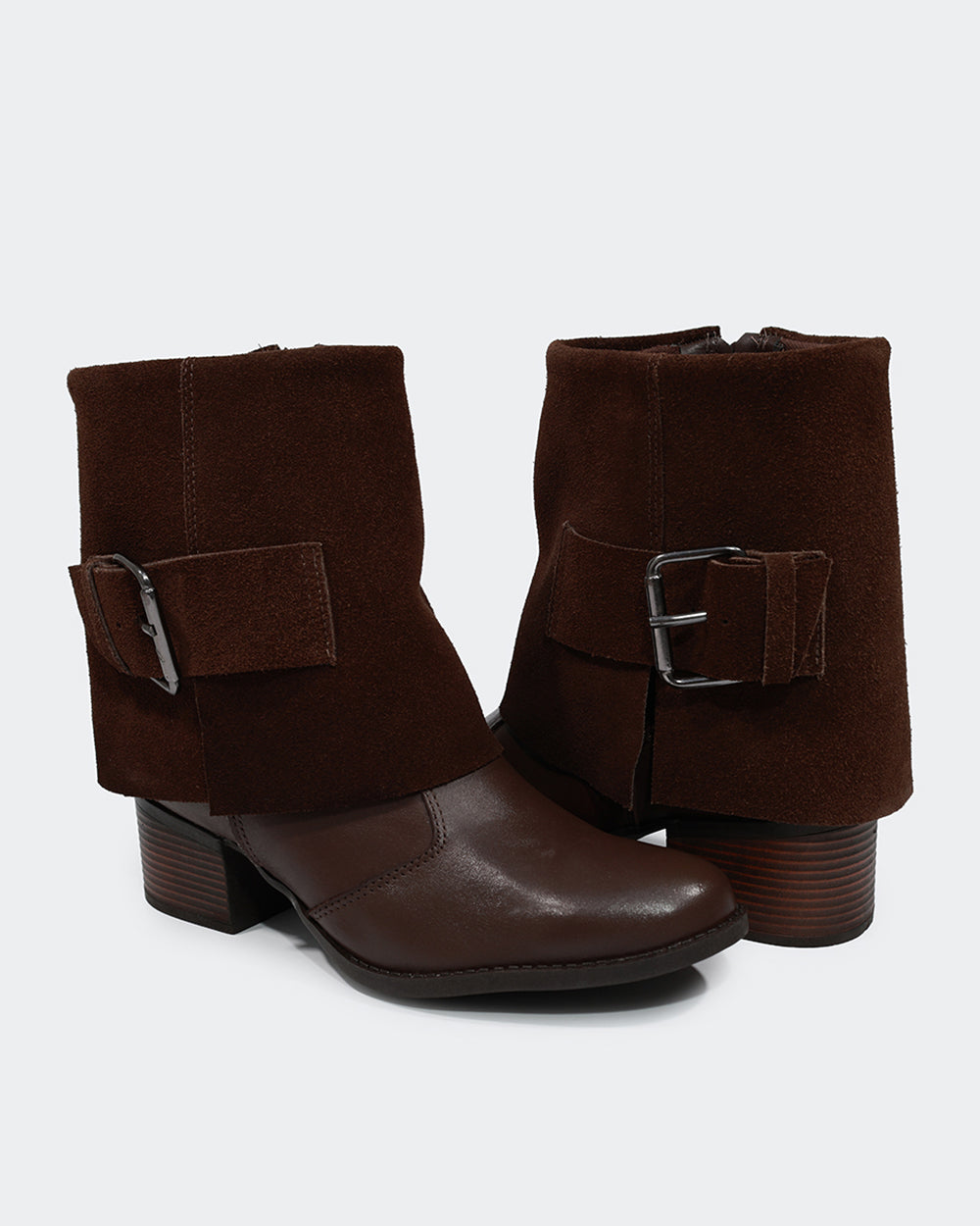 Bota Maxi Fivela Cano Curto Café Villa Griffe