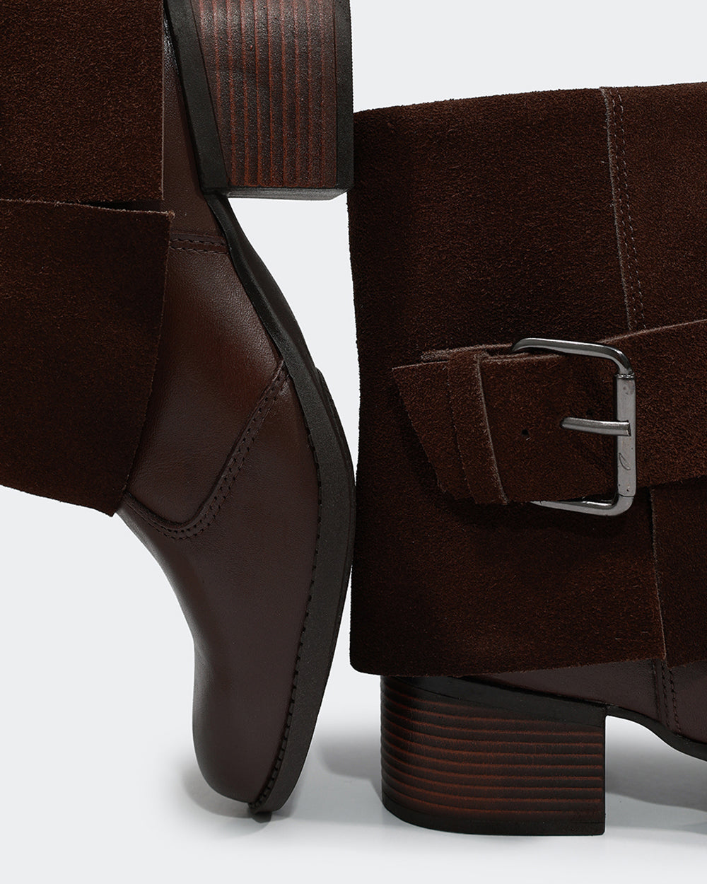Bota Maxi Fivela Cano Curto Café Villa Griffe