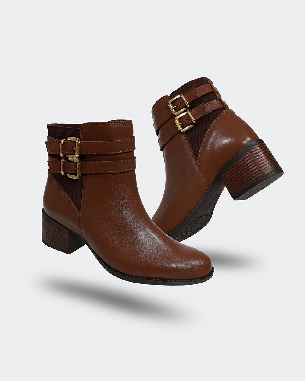 Bota Fivelas Cano Curto Marrom Villa Griffe