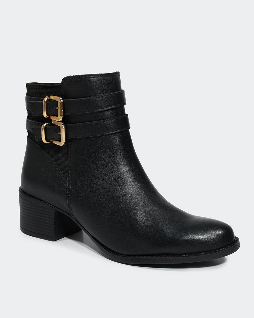 Bota Fivelas Cano Curto Preta Villa Griffe