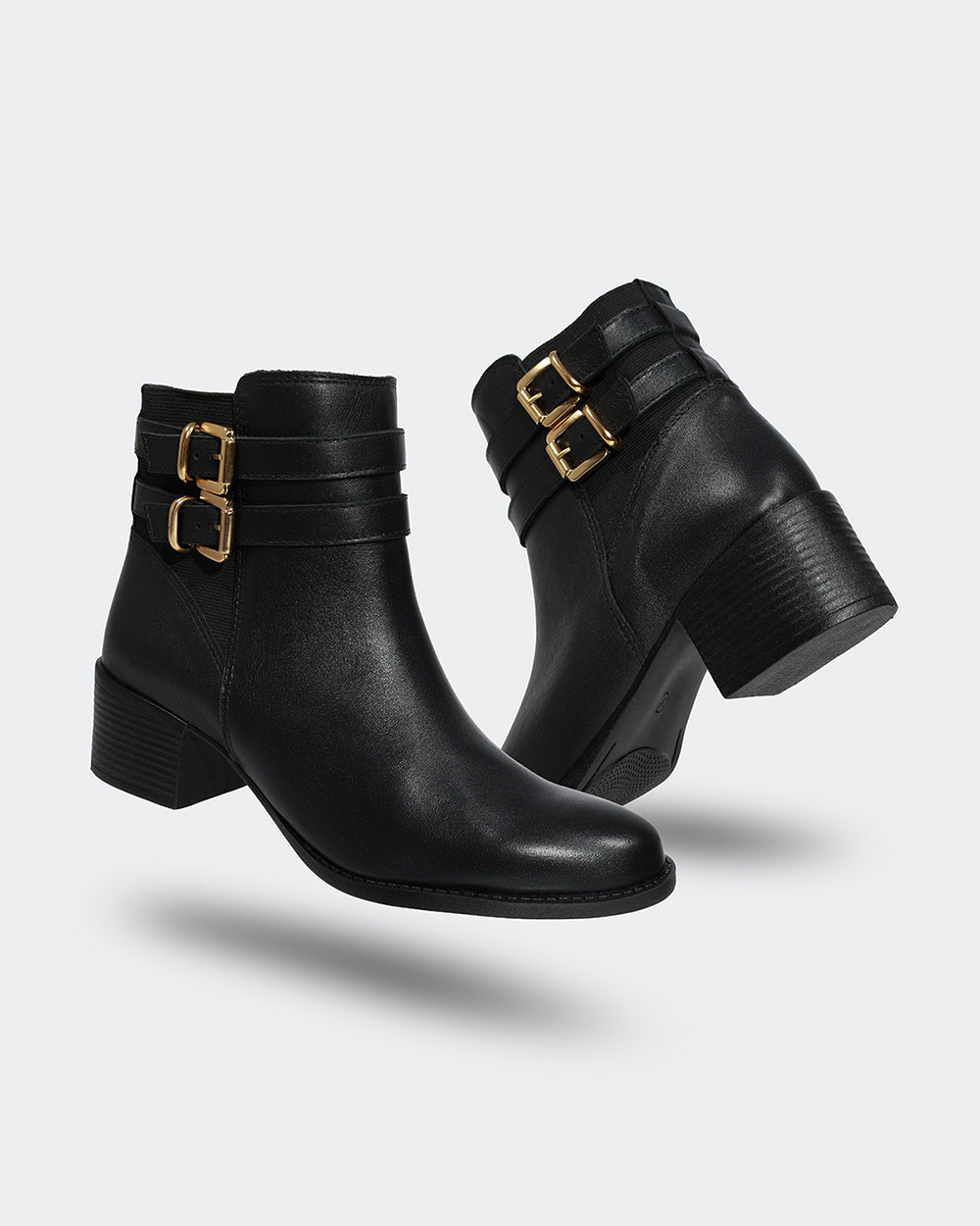 Bota Fivelas Cano Curto Preta Villa Griffe