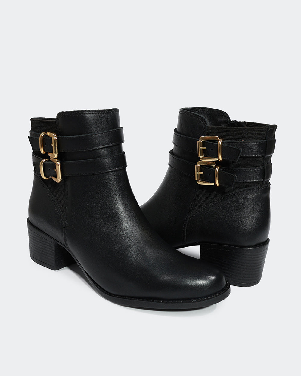 Bota Fivelas Cano Curto Preta Villa Griffe