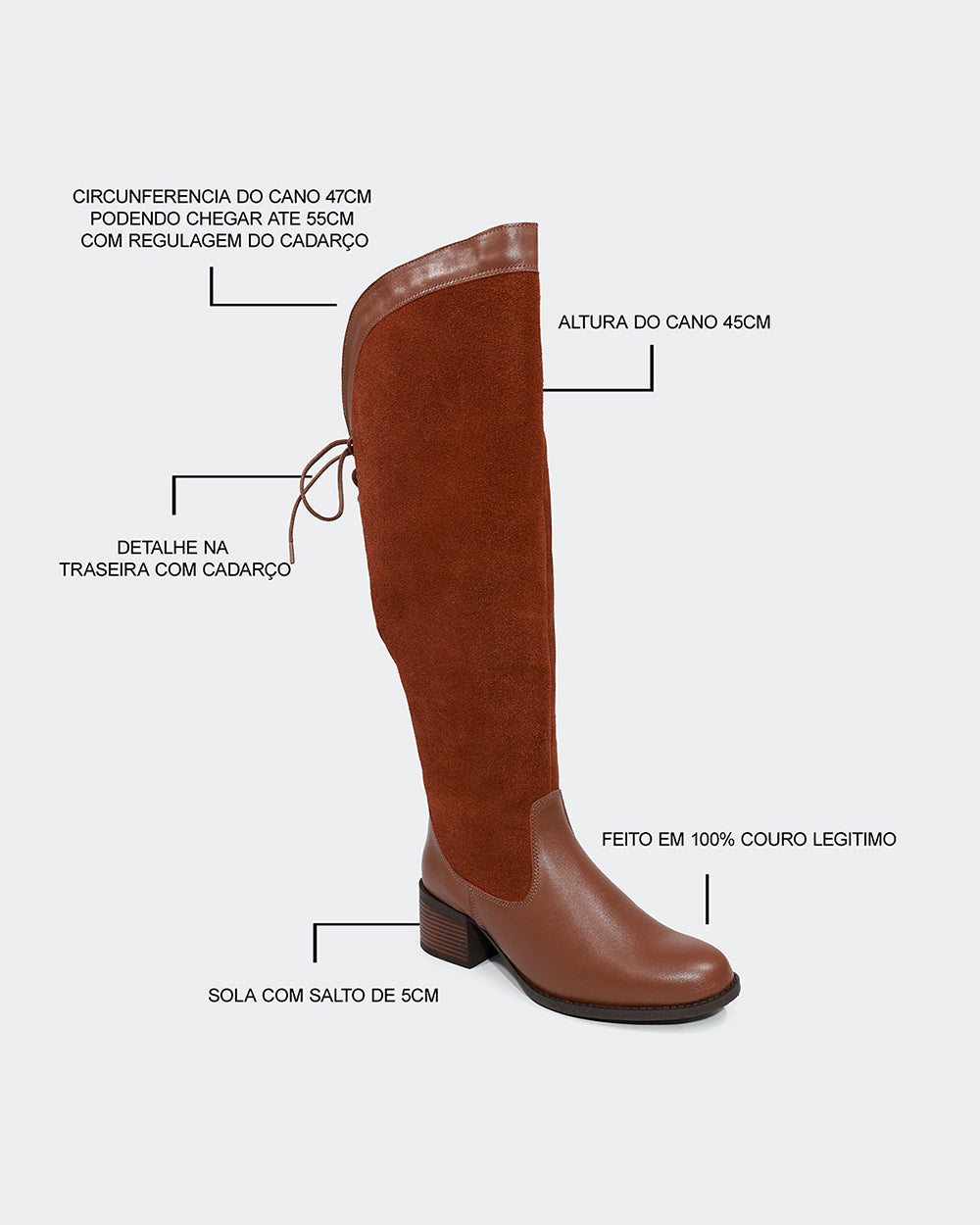 Bota Montaria Amarração Cano Longo Marrom Villa Griffe