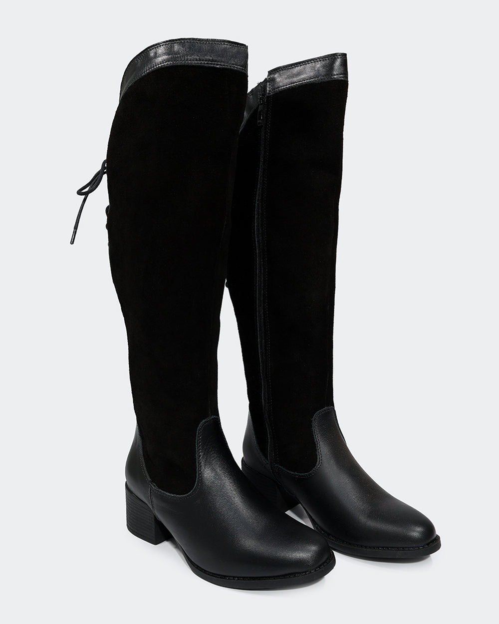 Bota Montaria Amarração Cano Longo Preta Villa Griffe