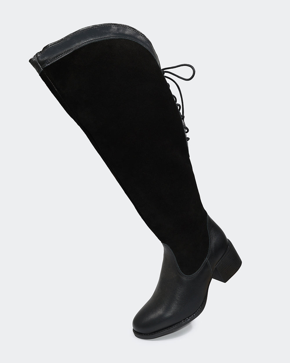 Bota Montaria Amarração Cano Longo Preta Villa Griffe