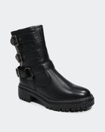 Coturno Mix Fivelas Cano Baixo Preto Villa Griffe
