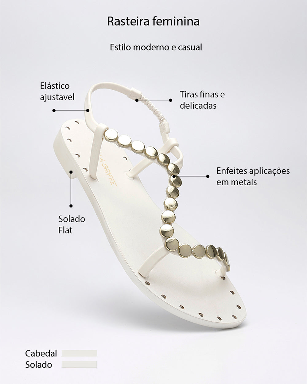 Rasteira Meia Esferas Off White Villa Griffe