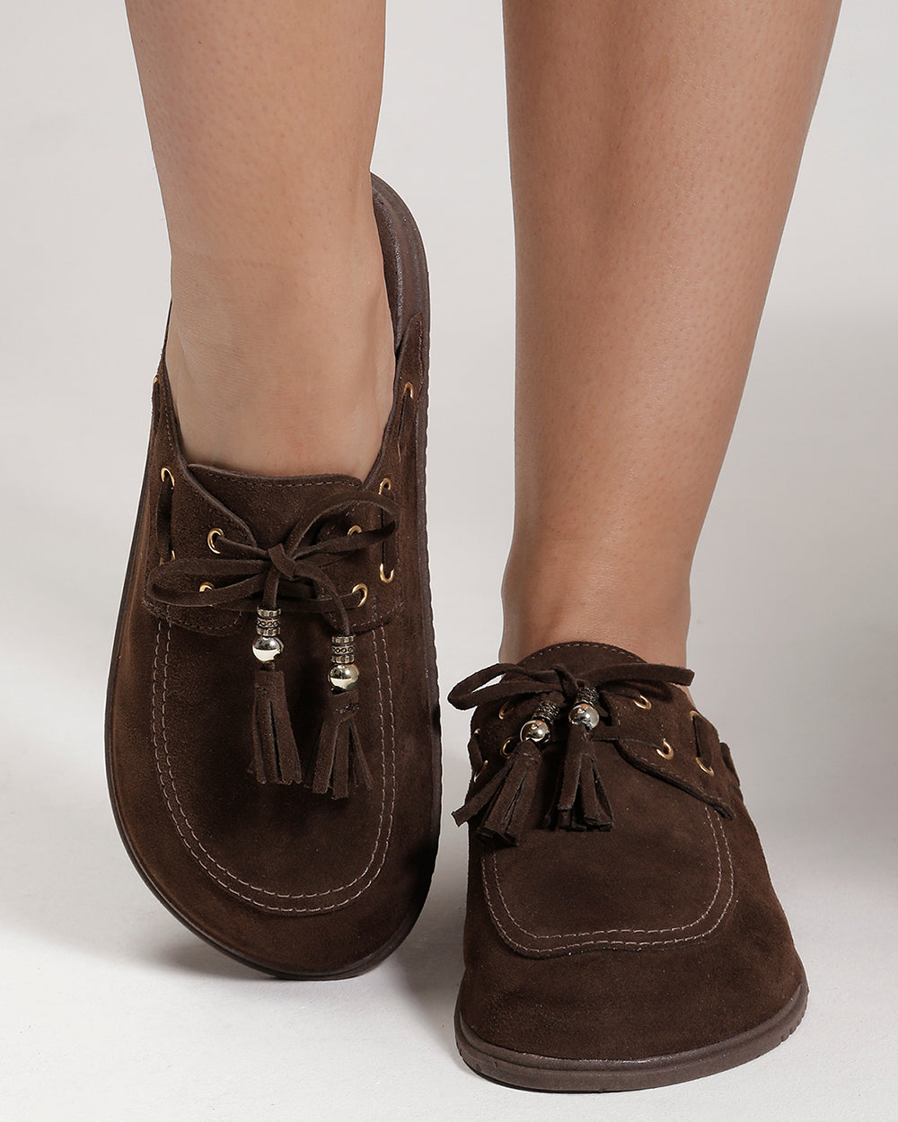Clog Bambolim Amarração Camurça Café Villa Griffe