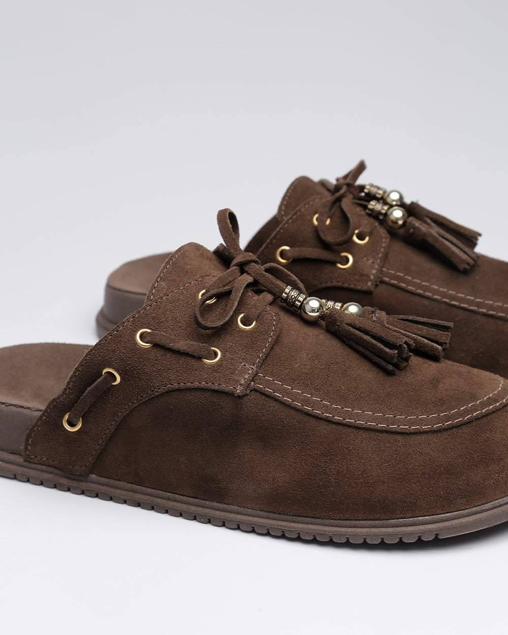 Clog Bambolim Amarração Camurça Café Villa Griffe