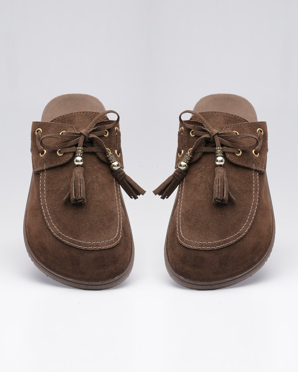 Clog Bambolim Amarração Camurça Café Villa Griffe