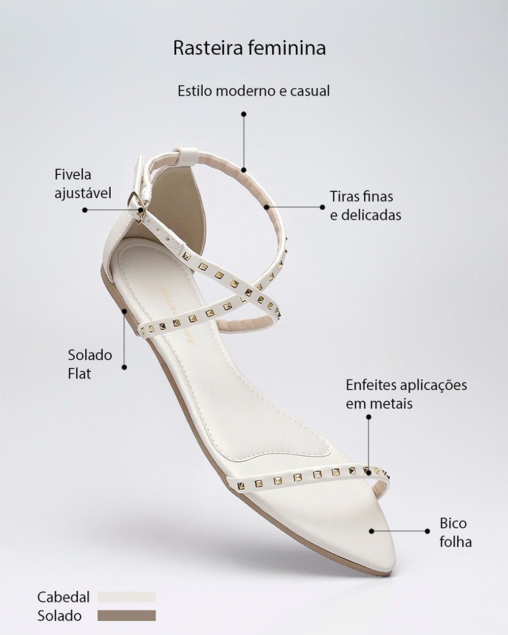 Rasteira Bico Folha Off White Villa Griffe