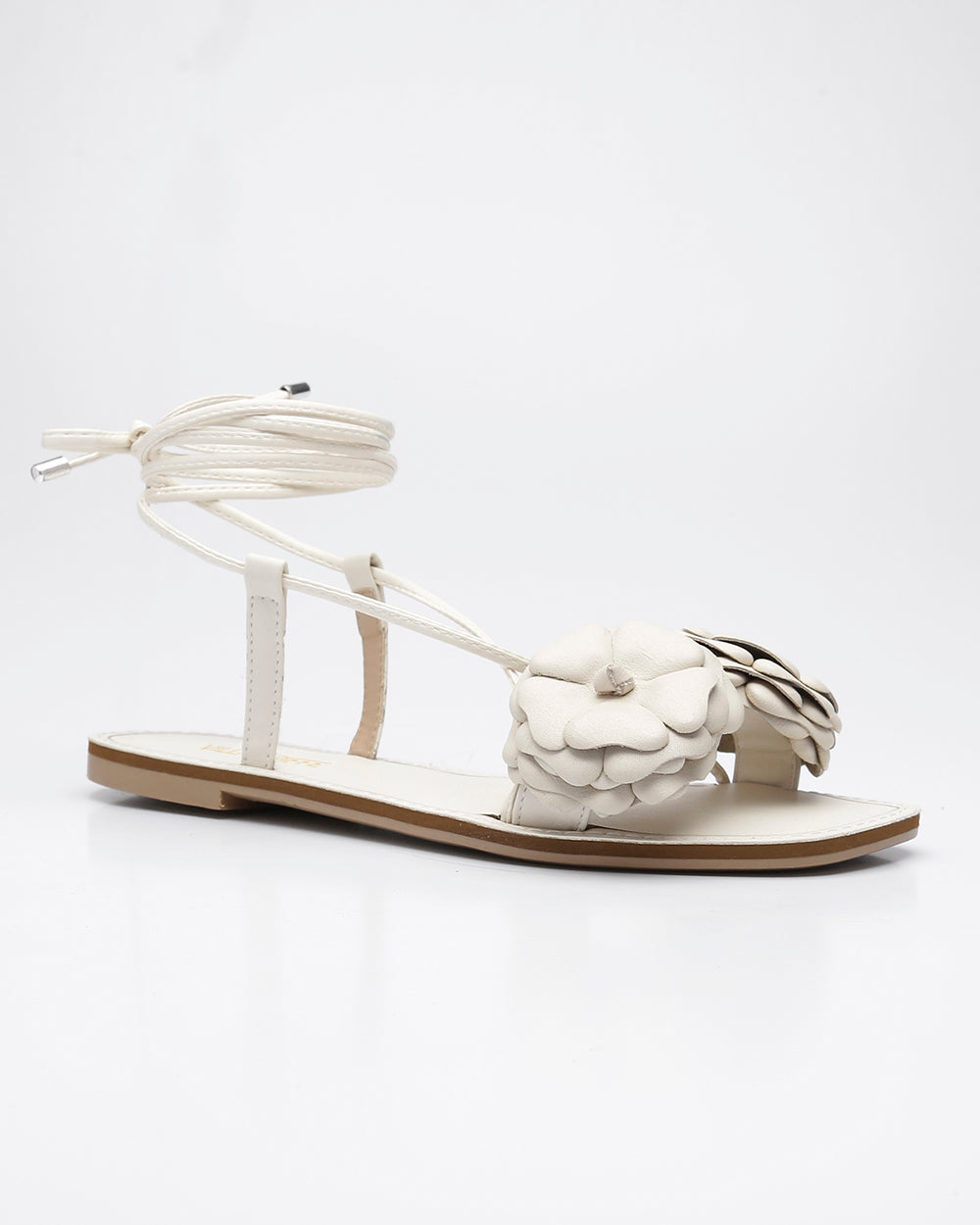 Rasteira Amarração Flores Off White Villa Griffe
