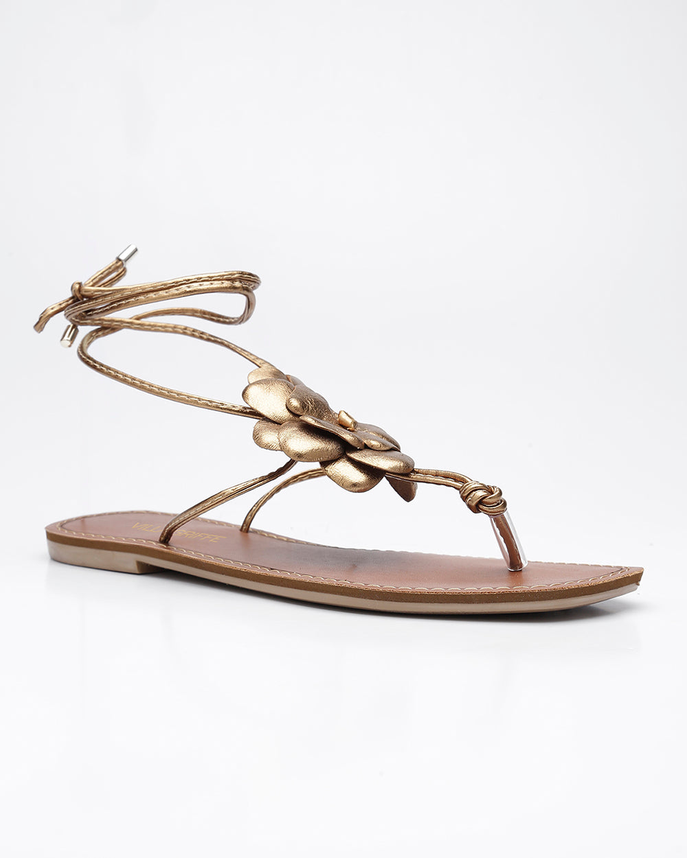 Rasteira Amarração Flor Bronze Villa Griffe