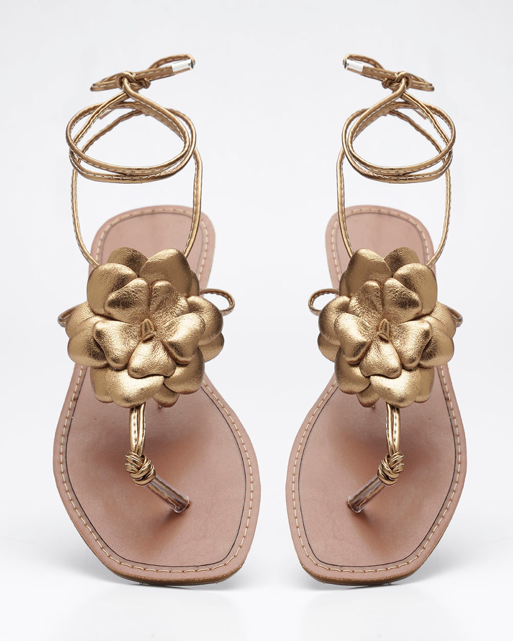 Rasteira Amarração Flor Bronze Villa Griffe