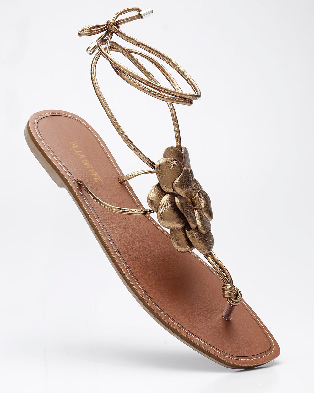 Rasteira Amarração Flor Bronze Villa Griffe