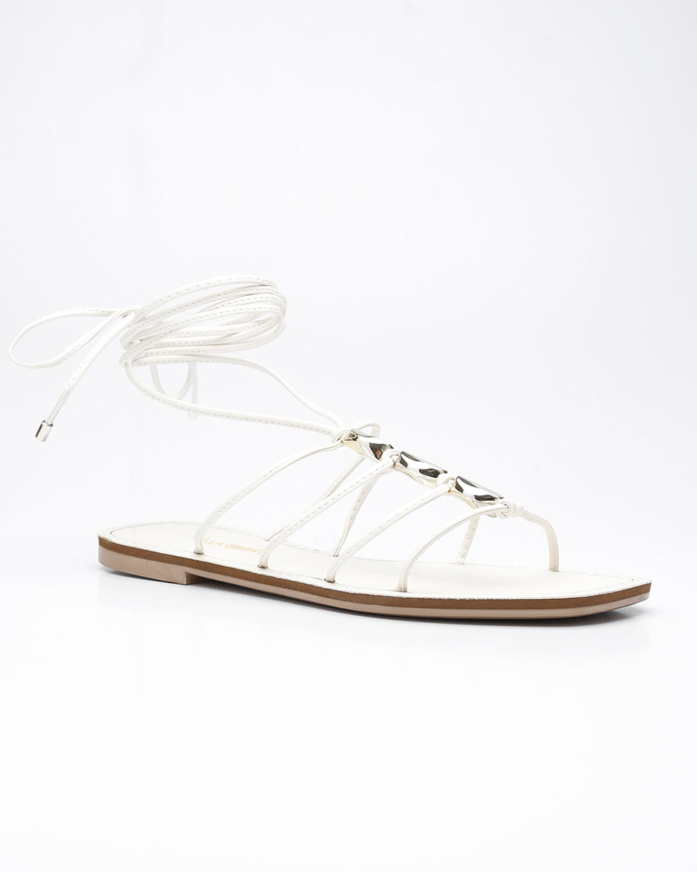 Rasteira Amarração Pedrarias Off White Villa Griffe
