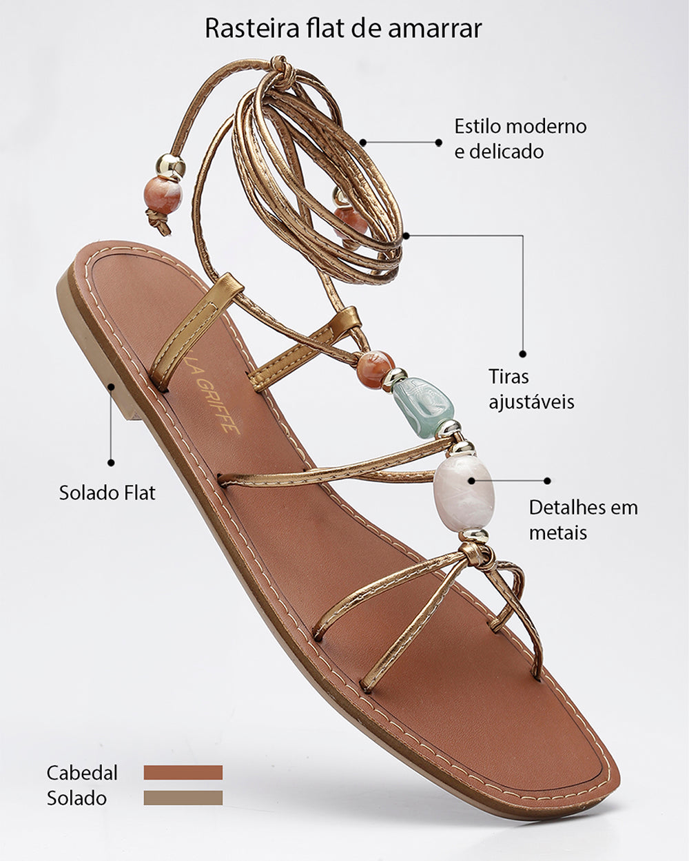 Rasteira Amarração Color Bronze Villa Griffe