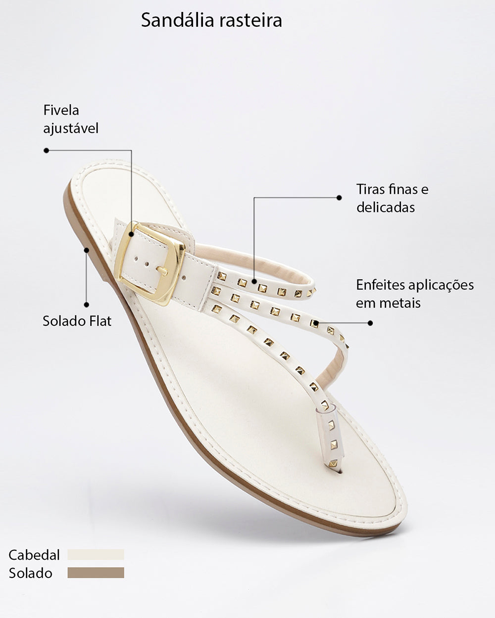 Rasteira Aplicações Fivela Off White Villa Griffe
