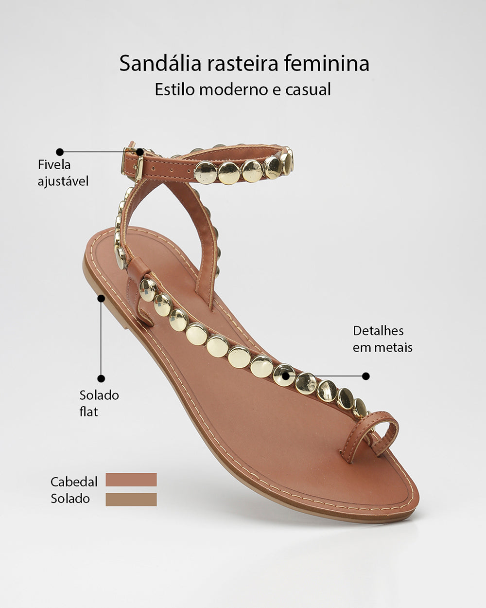 Rasteira De Dedinho Esferas Caramelo Villa Griffe