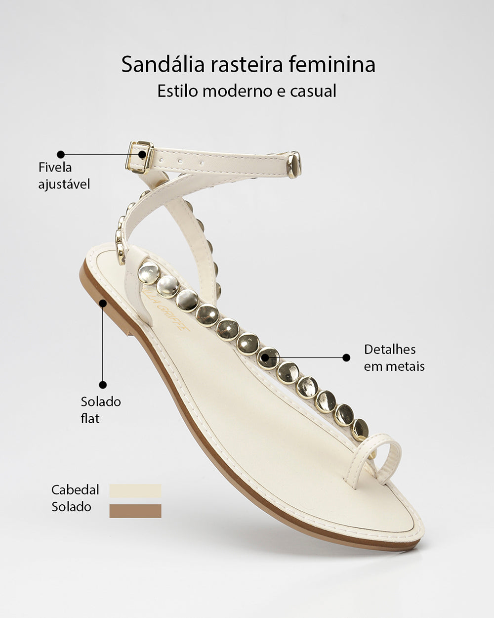 Rasteira De Dedinho Esferas Off White Villa Griffe