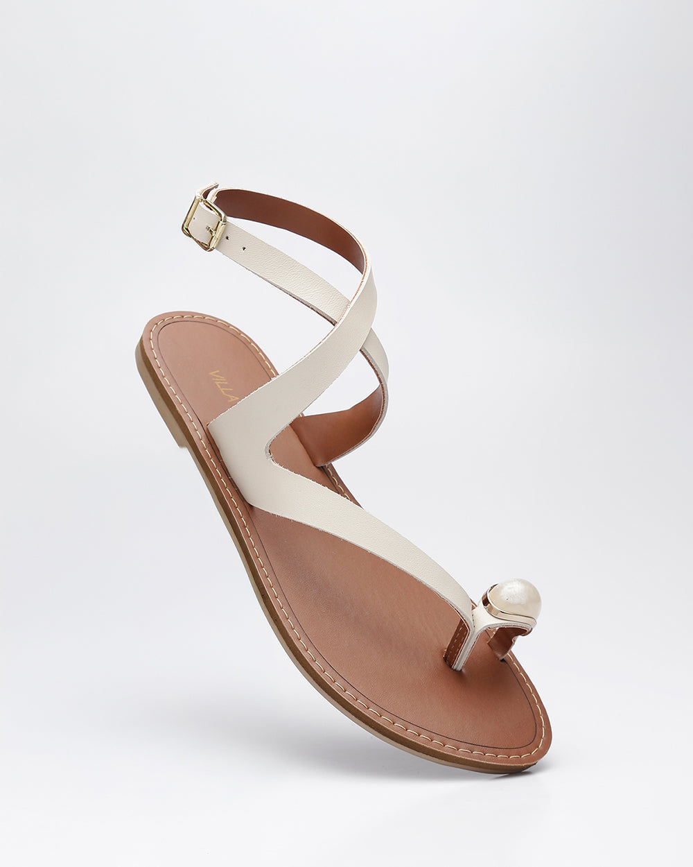 Rasteira Enfeite Pedra Off White Villa Griffe