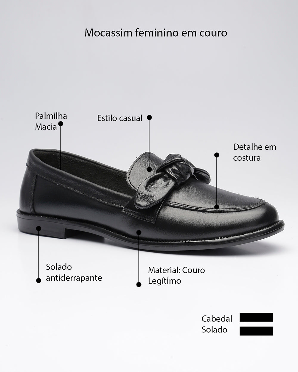 Mocassim Enlace Preto Villa Griffe