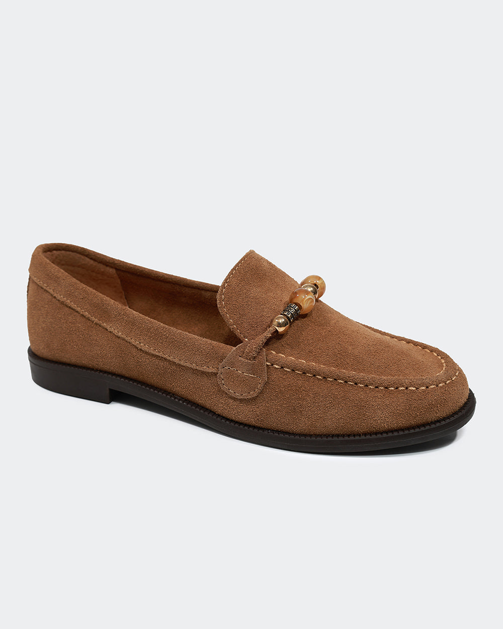 Mocassim Miçangas Camurça Amêndoa Villa Griffe
