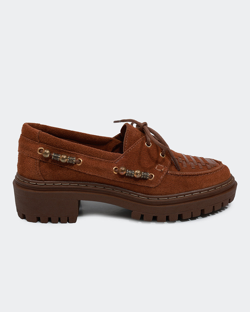Mocassim Trissê Camurça Camel Villa Griffe